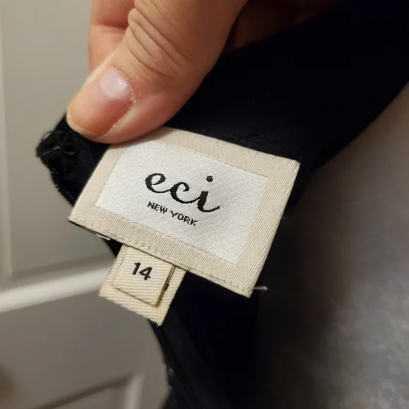 NWT ECI New York Black/Silver Cocktail Dress Size 14 Missy Retail $64.00 - Picture 10 of 13